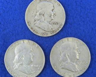 Lot 226. Three Franklin half dollars