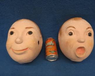 Lot 198. Pair or plaster heads possibly from a fair or carnival