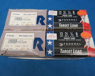 Lot 243. Two boxes of Elite 8-shot and two boxes of Federal 8-shot shotgun shells as shown in the photos. 100 rounds total.