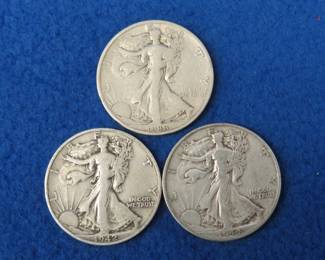 Lot 225. Three Walking Liberty half dollars