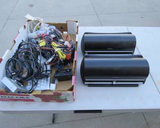 Lot 148. Audio wire connectors, and two 100-CD racks