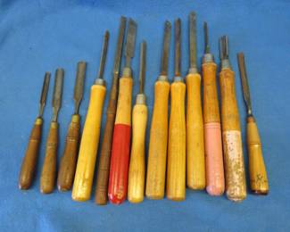 Lot 257. Wood turning tools including four Buck Brothers