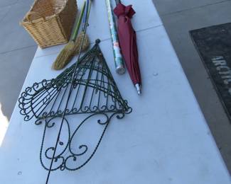 Lot 170. Large decorative wire wall vase, 21" Haeger vase, and more