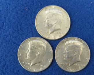 Lot 224. Three 1964 Kennedy half dollars