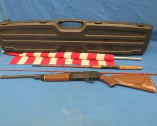 Lot 344. Crosman PowerMaster 66 BB gun with compression, 3' x 5' flag, Heddon Pal 7' fly rod, and gun case