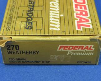 Lot 321. 20 Federal 270 Weatherby rounds