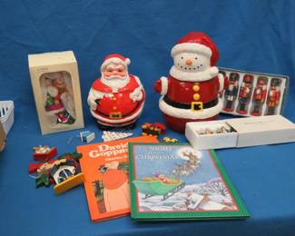 Lot 49. Christmas cookie jars and decorations.