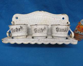 Lot 15. Antique enameled German laundry room set