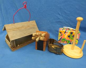 Lot 312. Knife set, paper towel holder, bird feeder, and more