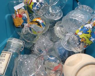 Lot 332. Smurf glasses, candy dishes, and more
