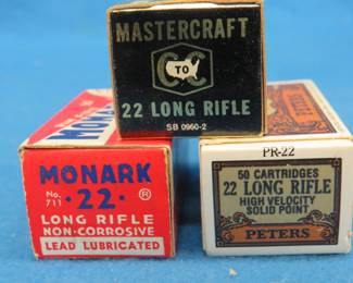 Lot 86. Three full boxes of 50 each .22 LR. 150 total rounds. Boxes are in very good condition.