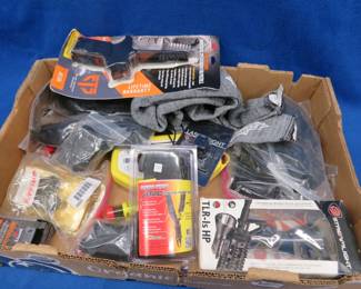 Lot 194. Shooters accessories, including slings, loaders, cleaning items, light, and more
