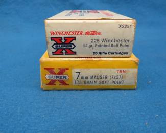 Lot 329. 15 rounds of 7mm Mauser and 9 rounds of 225 Winchester