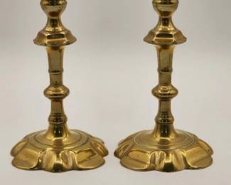 18th Century Antique Brass Candlesticks 