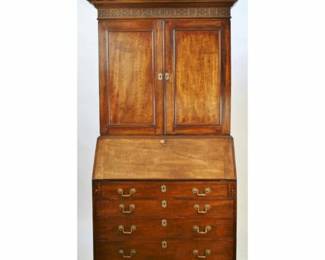 English Chippendale Mahogany Bureau Cabinet 