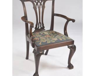 English Mahogany Chippendale Revival Armchair, Circa 1880 