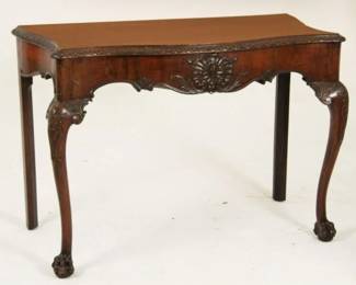 George III Console Table,   34"T, 49" x24"top,  Ball and Clawfoot, Cabriole Legs,  Carved Shell Apron 