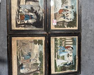 Set of English Embroidered Framed Panels 