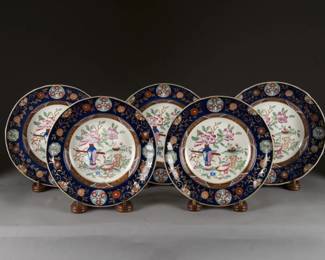 Set of Antique English Imari Ironstone Plates 