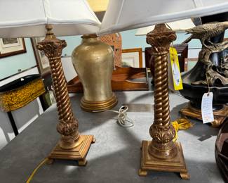 Pair of Gilt Table Lamps 