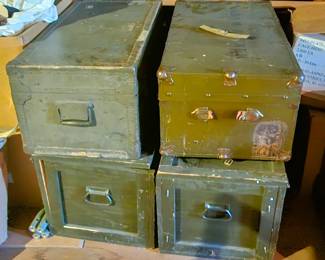 Vintage Military Storage Bins Metal and Wood
