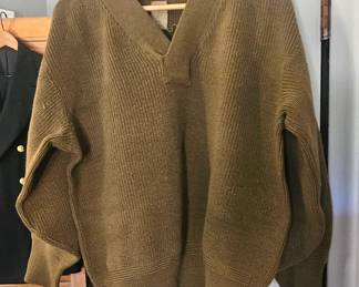 1 of 2 pictures - 1940s US Army A-1V-Neck Mechanics Wool Sweater