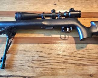 1 of 4 pictures - 1 of 5 pictures - Savage Bolt Action Rimfire Model 93 17 Rifle with Mounted Scope and Foldable Support Legs