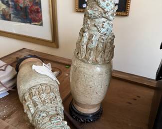 Chinese Funereal Vases ,  made into lamps 