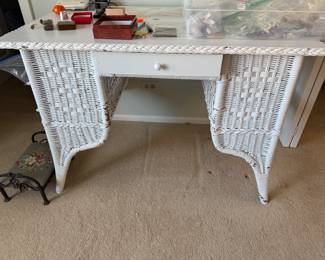 White Wicker Desk 