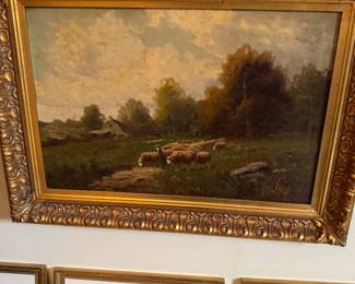 Sheep in Pasture  Oil on Canvas  - Signed Venny 