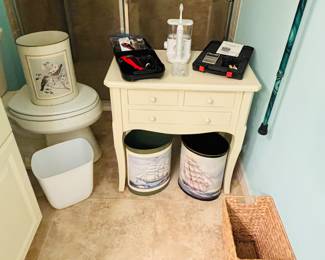 A fine collection of trash cans.