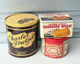 118 CharlesPretzelsShreddedWheatSwedishGingersnapsTinCans