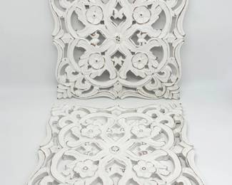 163 DistressedWoodenCarvedFloralWallDecor