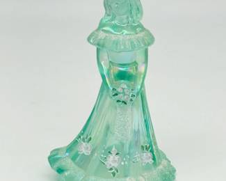 55 VintageFentonBridesmaidIridescentGlassFigurineSigned