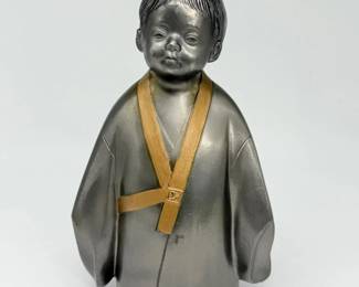 2 MagnificentJapaneseTakaokaCopperwareSelflessnessChildFigurine
