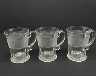 108 VintageAthensPatternGlassMugs
