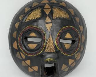 20 AfricanWoodMaskHandcraftedwMetalBeadDesign