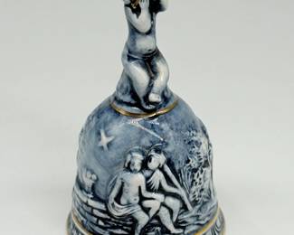 32 VintageCapodimontePorcelainBellFeaturingCherubPlayingFlute