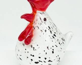 124 HandBlownGlassRoosterFigurine