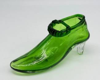 36 VintageEmeraldGreenGlassSlipperShoe