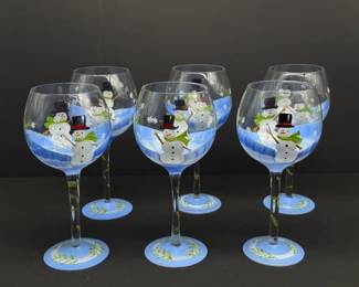 144 HandPaintedSnowmanWineGlasses