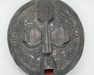 21 AfricanWoodMaskHandcraftedwMetalDesign