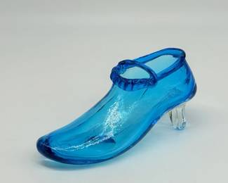 34 VintageWestmorelandBlueGlassSlipperShoe