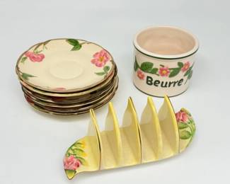 31 VintageToasterRackButterBellCrockFranciscanDesertSaucers