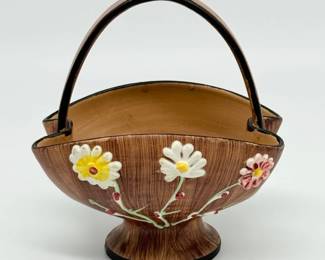 37 VintageItalianHandPaintedPotteryArtTrellisBasket