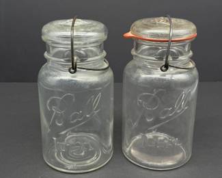 75 VintageBallIdealQuartMasonJarswWireBailGlassLid