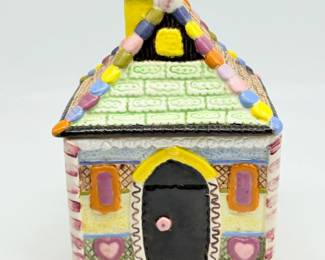 54 VintageHandPaintedGingerbreadHouseCookieJar