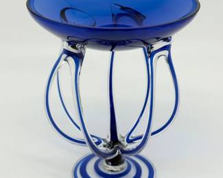 3 JozefinaKrosnoHandBlownArtGlassJellyfishPedestalBowl