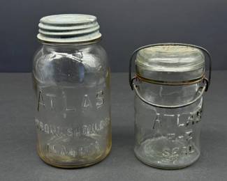 119 VintageAtlasStrongShoulderMasonAtlasEZSealCanningJars