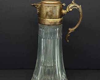 68 VintageSilverPlatedTowlePitcherClaretGlassFBRogersIceInsert